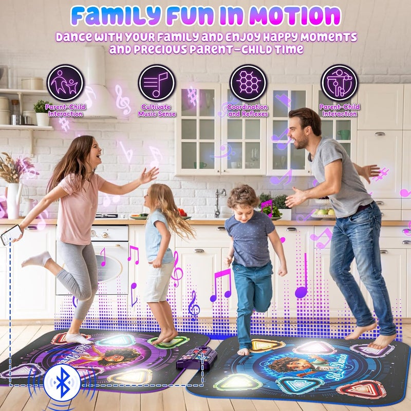 Surelect Store Dance Mat, 2025 Light Up 2-Player Opposing Dance Pad with Single & Double Player Modes, 12-Button Kids Music Toys with Bluetooth, Birthday for 3-12 Year Old Boys Girls - Image 5